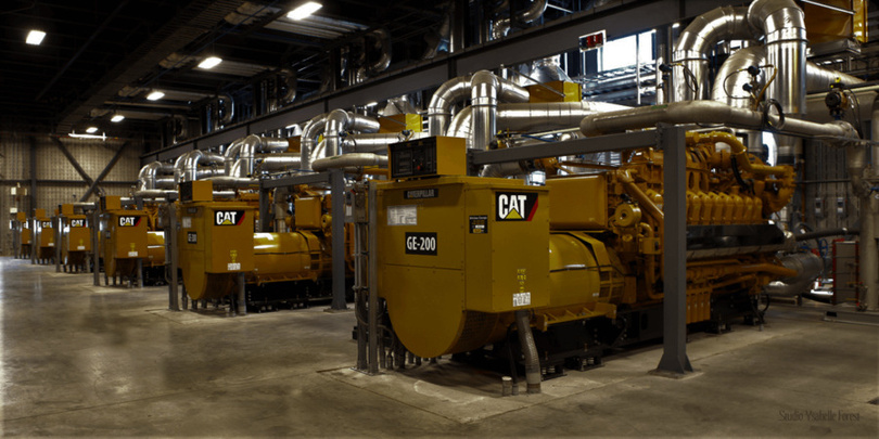 Row of industrial standby generator sets